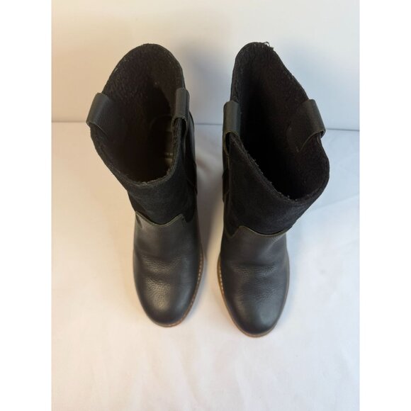 Dolce Vita Pavlos Wedge Heel Womens Size 9.5 Black Leather Suede Booties Casual - Picture 3 of 11